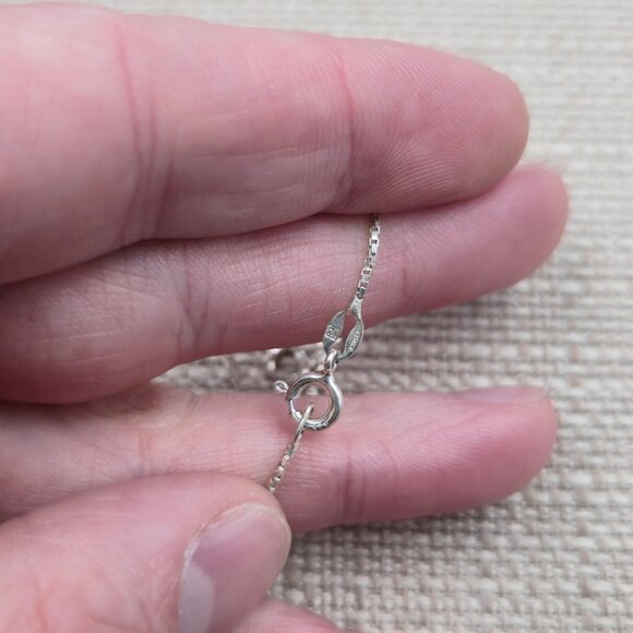 20 Inch Sterling Silver Many Small Diamonds Circle Pendant Necklace A6615 - Picture 6 of 9